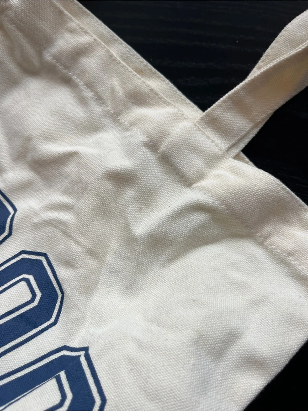 UNSW SCISOC Off White Canvas Tote Bag Small Navy Blue Graphic Print Pockets